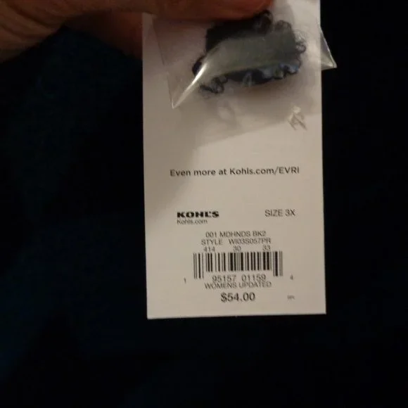 NEW EVRI Sweater Size 3X Black & Teal Crewneck Women's Plus - Picture 5 of 9